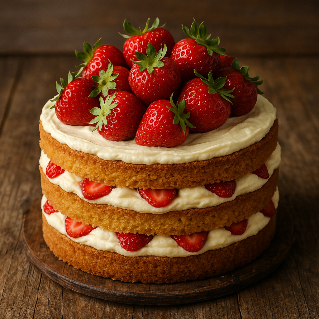 딸기 케이크와 음료